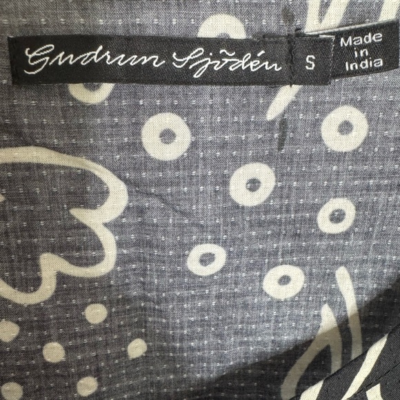 Gudrun Sjoden Organic Cotton Tunic Top Dress Black White abstract floral print - Picture 7 of 7